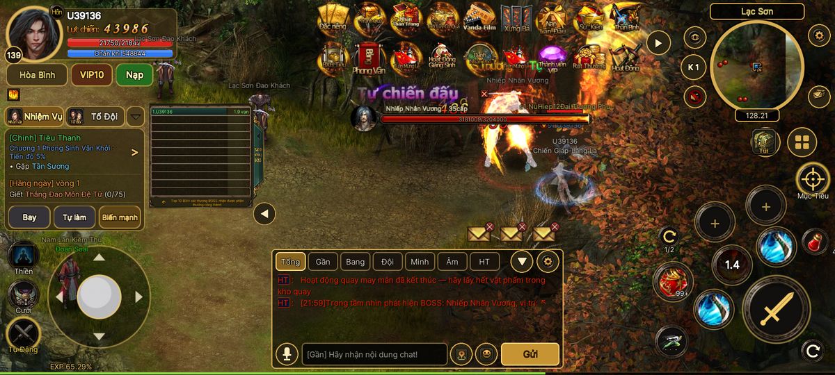 Ảnh chụp trong game: đánh boss Nhiếp Nhân Vương ở Lạc Sơn